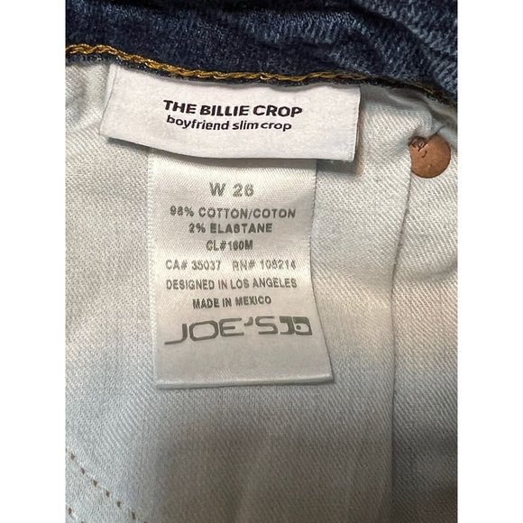 Joe's Jeans Billie Crop Boyfriend Slim Crop Distressed Raw Hem Size 26 - Picture 5 of 5